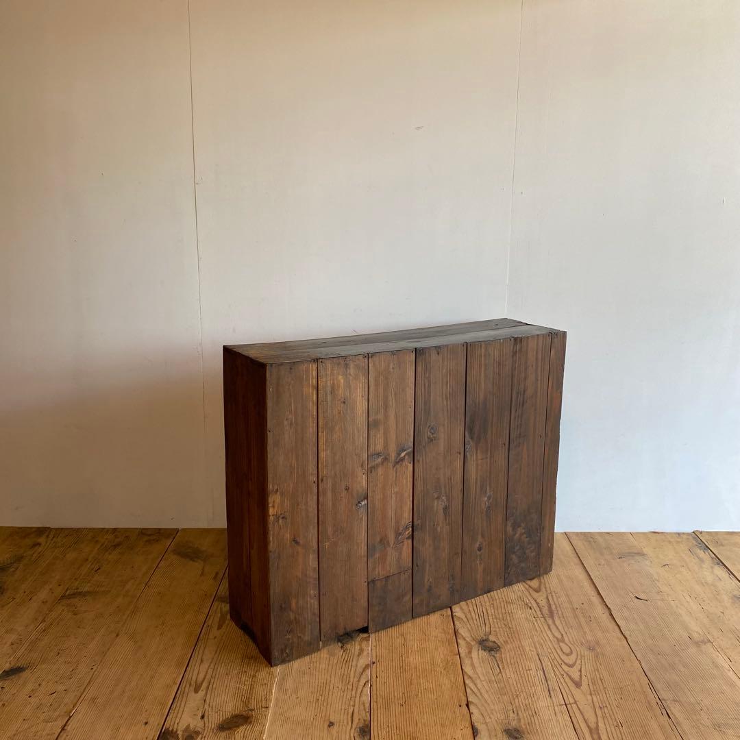 アンティーク オープンラック 飾り棚 無垢材 古道具 引き出し2杯 y117