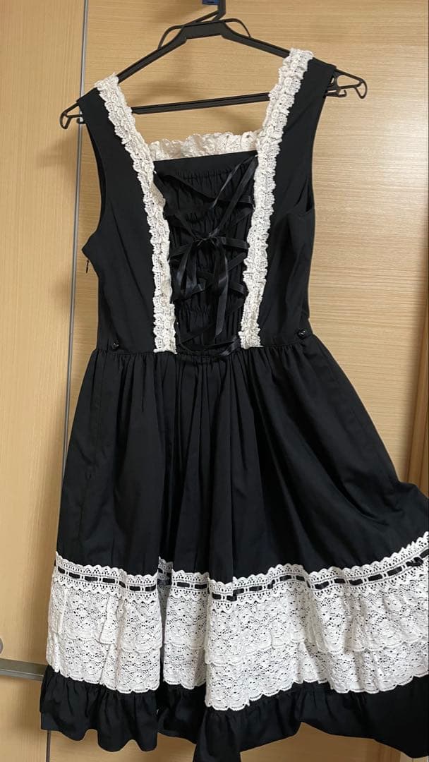 レースフリルジャンパースカート黒白 BABY