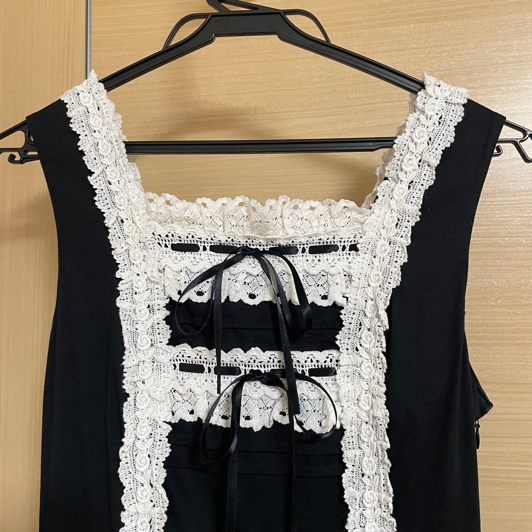 レースフリルジャンパースカート黒白 BABY