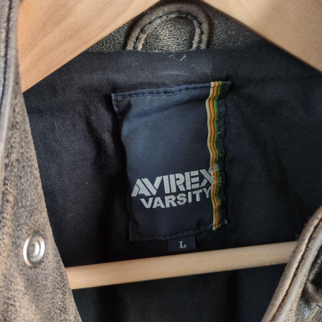 AVIREX ダークブラウン レザーライダースジャケット