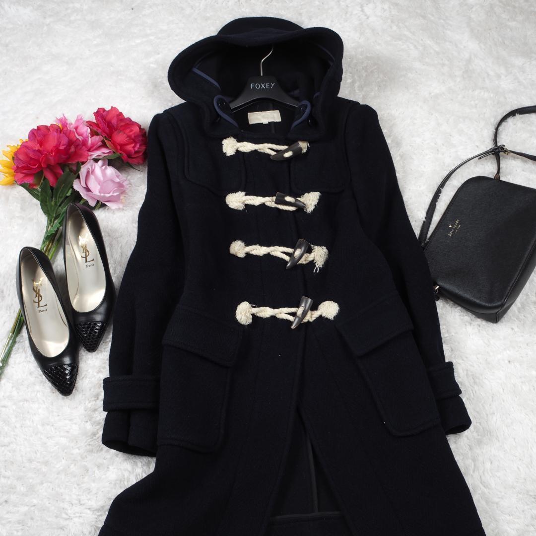 Y6284*UNTITLED アンタイトル☆ウール☆ダッフルコート☆紺ネイビー