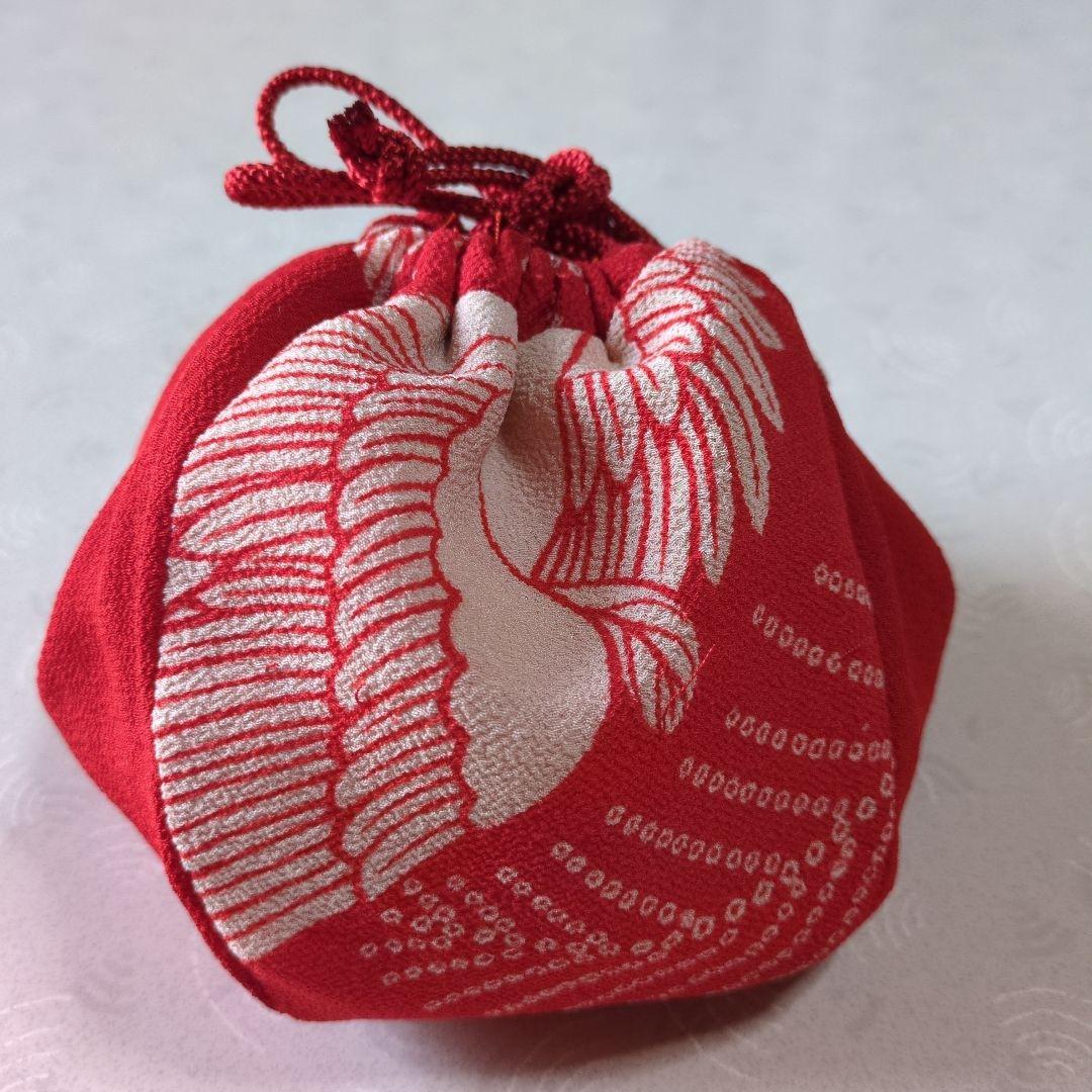 あーこ、正絹縮緬の被布と巾着セット