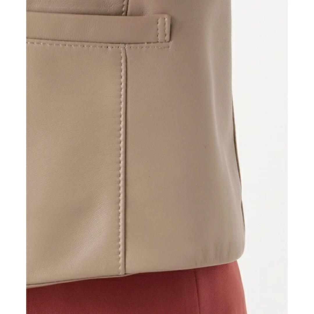 23区【中村アンさん着用】シープレザーノーカラージャケット　ベージュ系　38