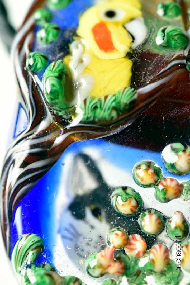 インコ　猫　とんぼ玉 トンボ玉 蜻蛉玉 ペンダントトップ 13466-491