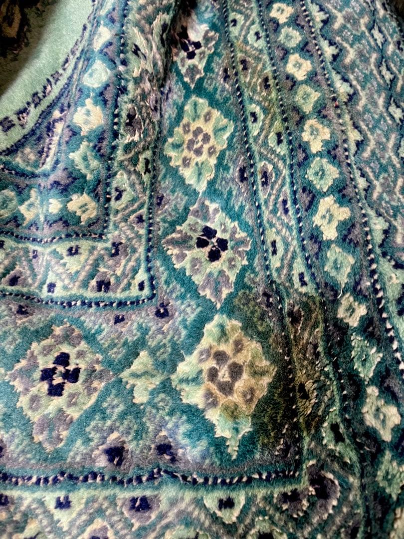 パキスタン絨毯 大判 大塚家具 エメラルドグリーン ウール 272×201cm