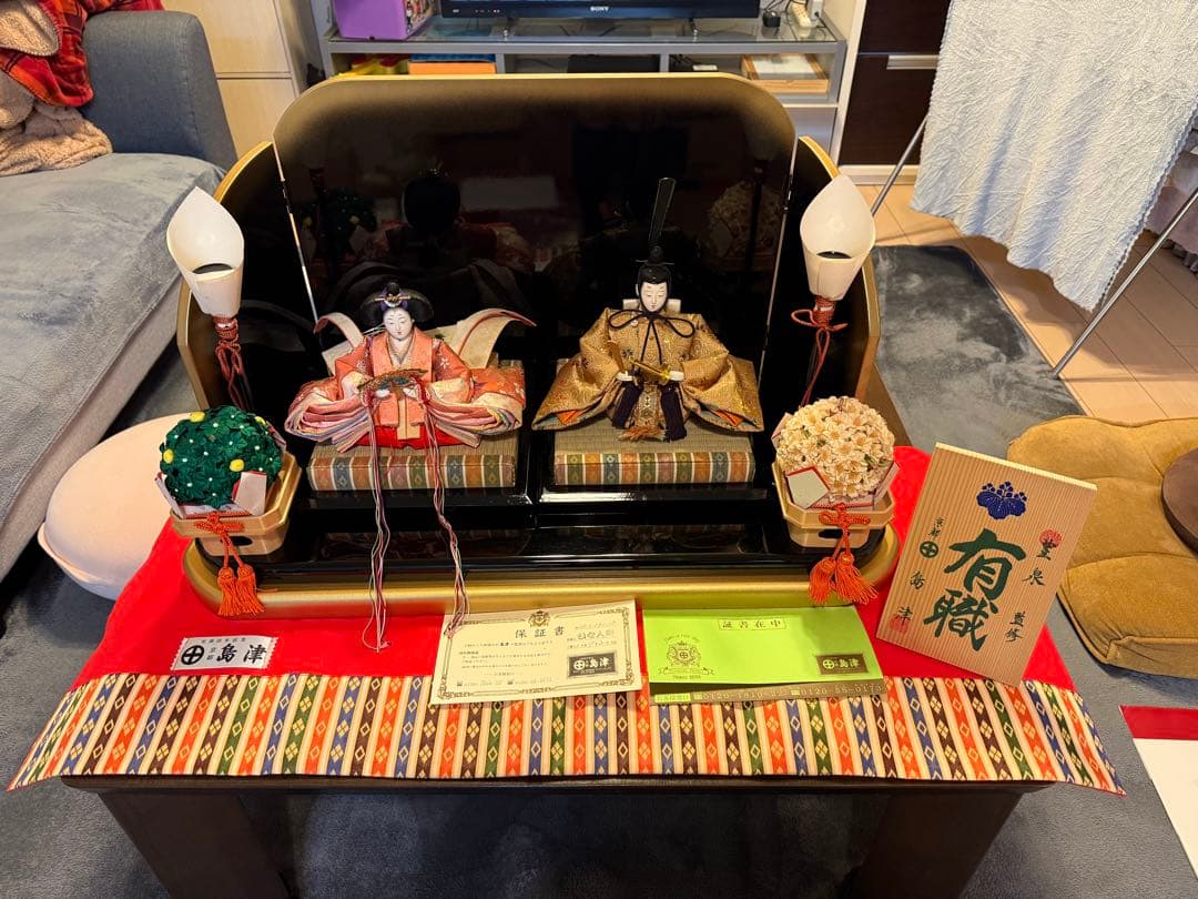 雛祭り 雛人形一式 手袋・毛ばたき・保証書 セット