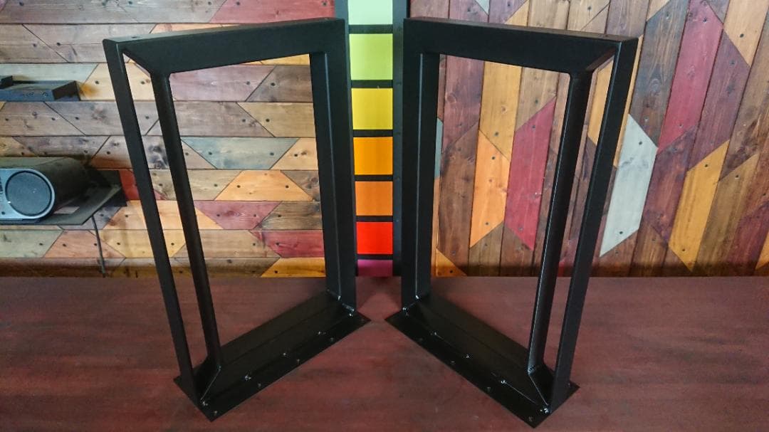 マットでアイアンな極太＆フラット鉄脚♪ 100×600×700 □型 2脚ver