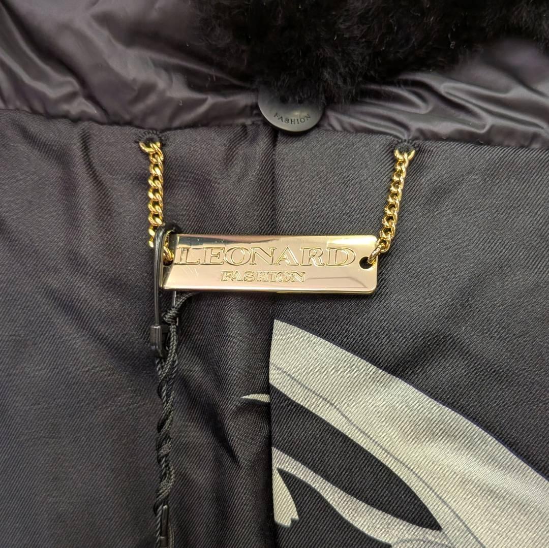 【未使用】LEONARD レオナール 高級ダウン ブラック ファー 紐付き ４２