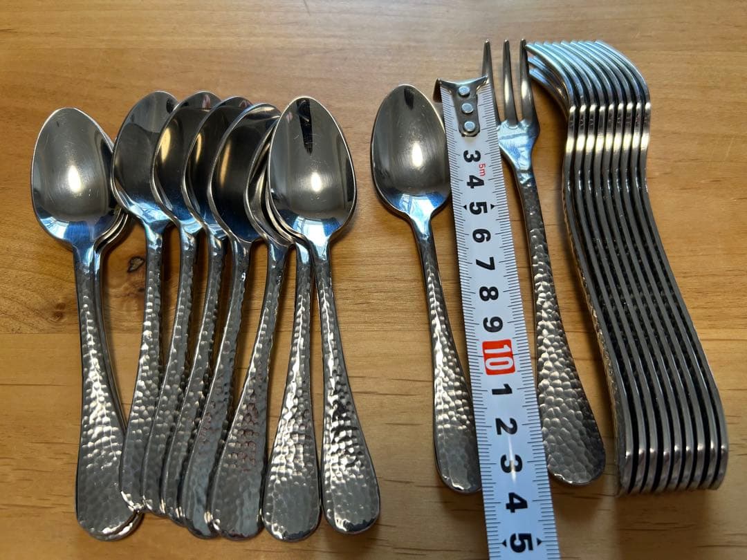 MEPRAイタリア製　ハンマード仕上げカトラリー各10本セット