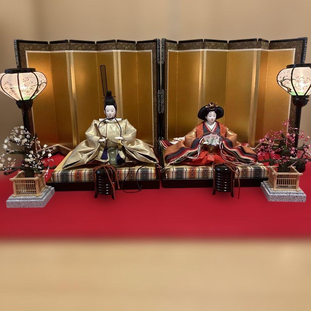 久月 有名作家久遊 デパート購入の伝統的正絹 雛人形親王飾り一式 桐箱入り