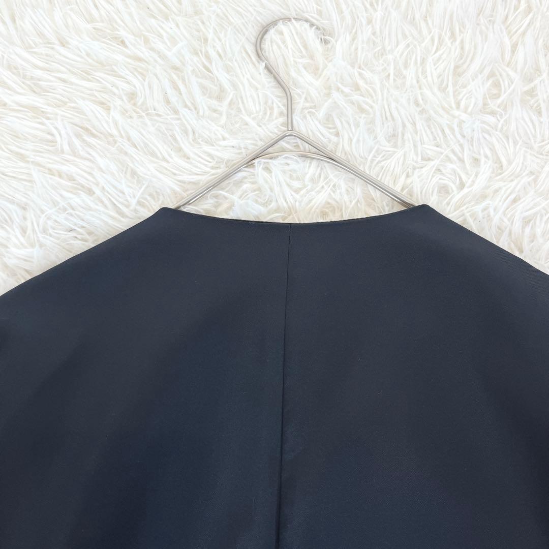 美品✨ 49AV ジュンコシマダ ノーカラーナイロンダブルコート バイカラー 紺