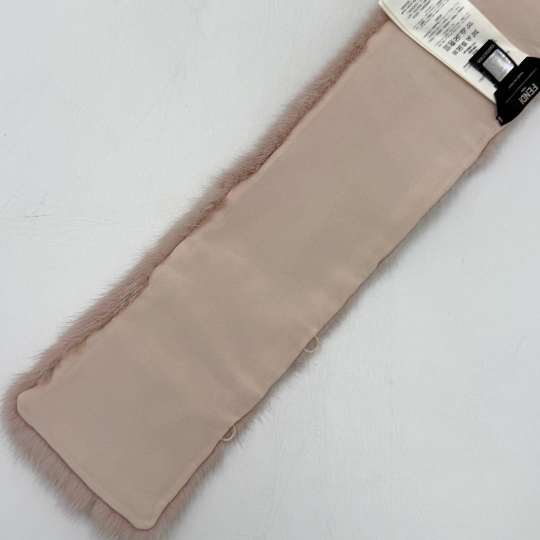 【極美品】フェンディ ティペット ミンクファー 毛皮 スタッズ リボン ピンク