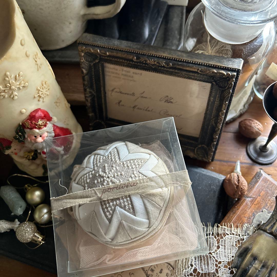 poritorie 雪 結晶 刺繍 オーナメント ベロアリボン アンティーク