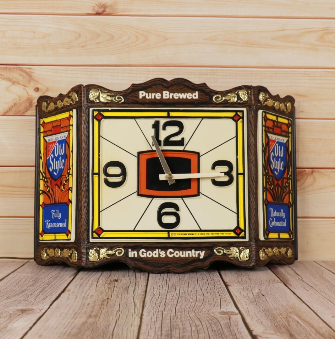 ヴィンテージ　1978年ヘイマンズ　オールドスタイルビール　ステンドグラス時計