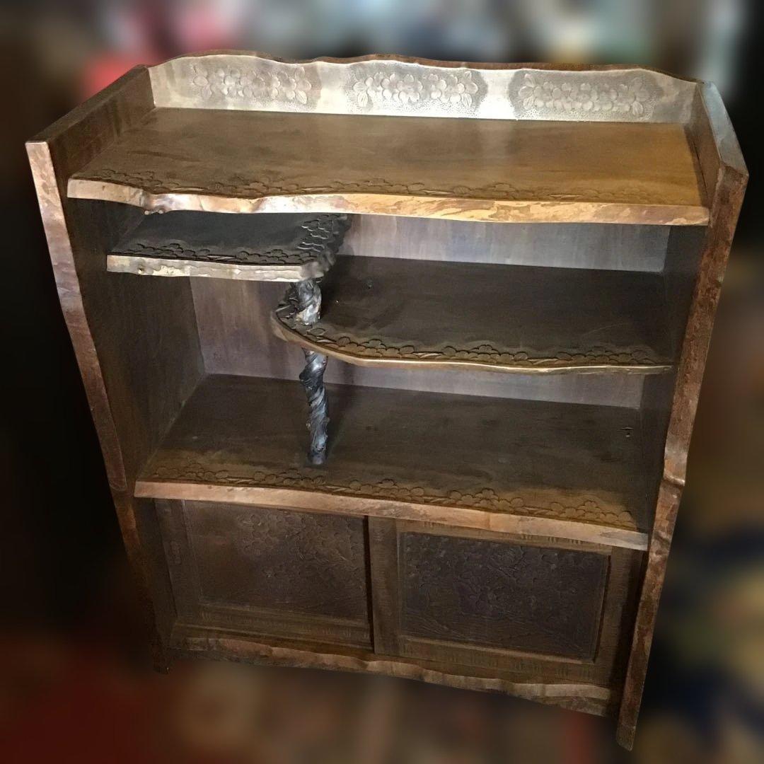 アンティーク軽井沢彫り　茶道具　茶室　箪笥 櫻