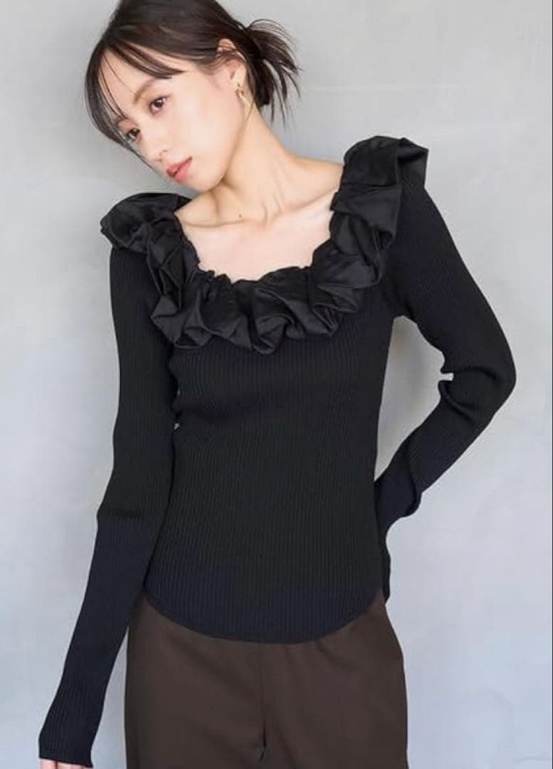 SNIDEL シアーフリルニットプルオーバー