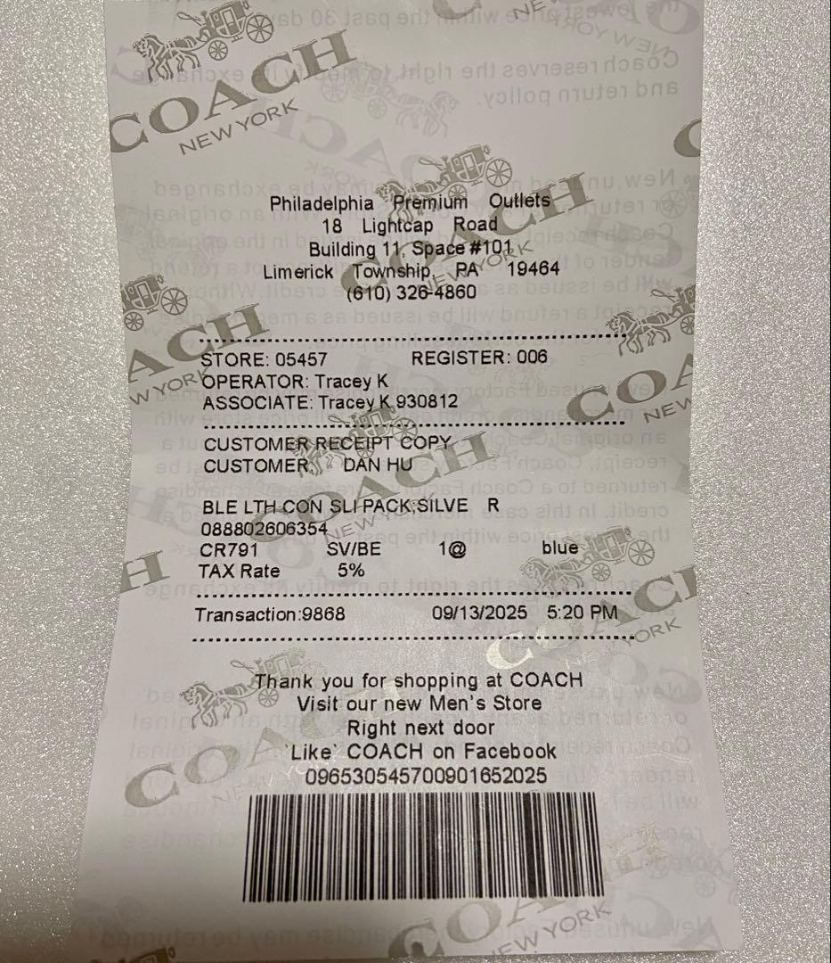 【新品未使用】COACH コーチ 二つ折り財布 ブルー　CR791