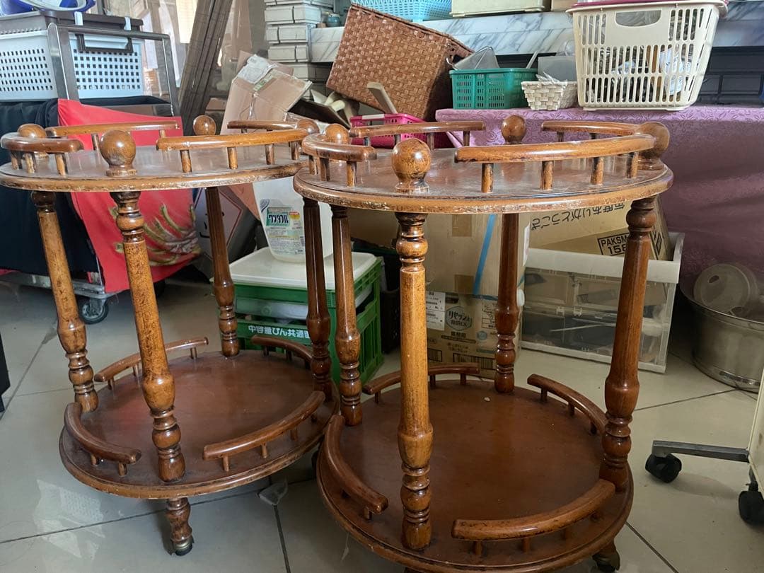 アンティーク　丸木製　ワゴン　1個