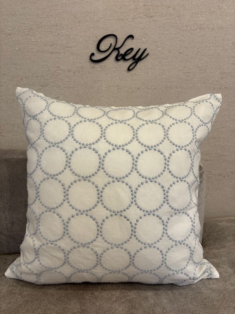 ミナペルホネン　ハンドメイドクッションカバー★タンバリンホワイトxライトブルー