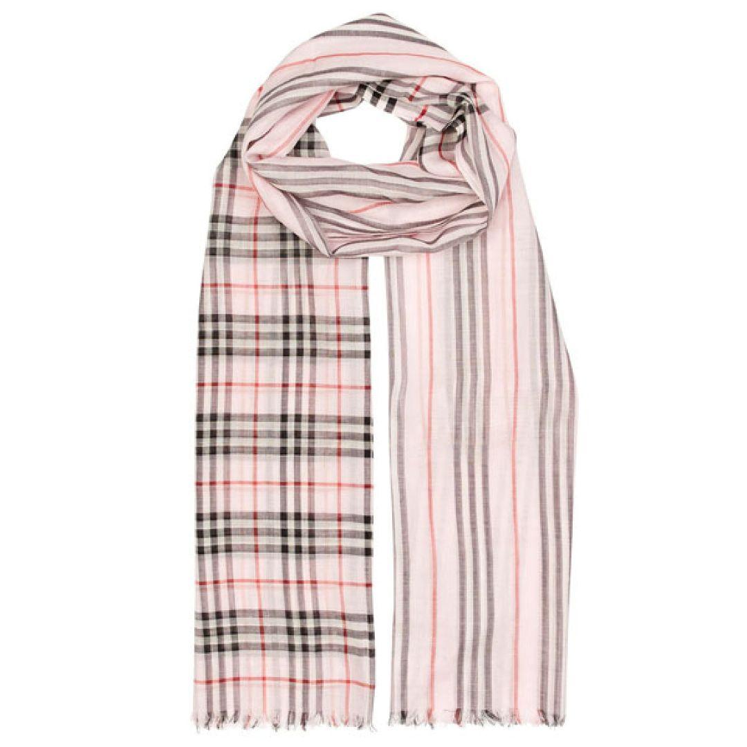 美品 バーバリーロンドン Burberry 大判ストール チェック柄ストライプ