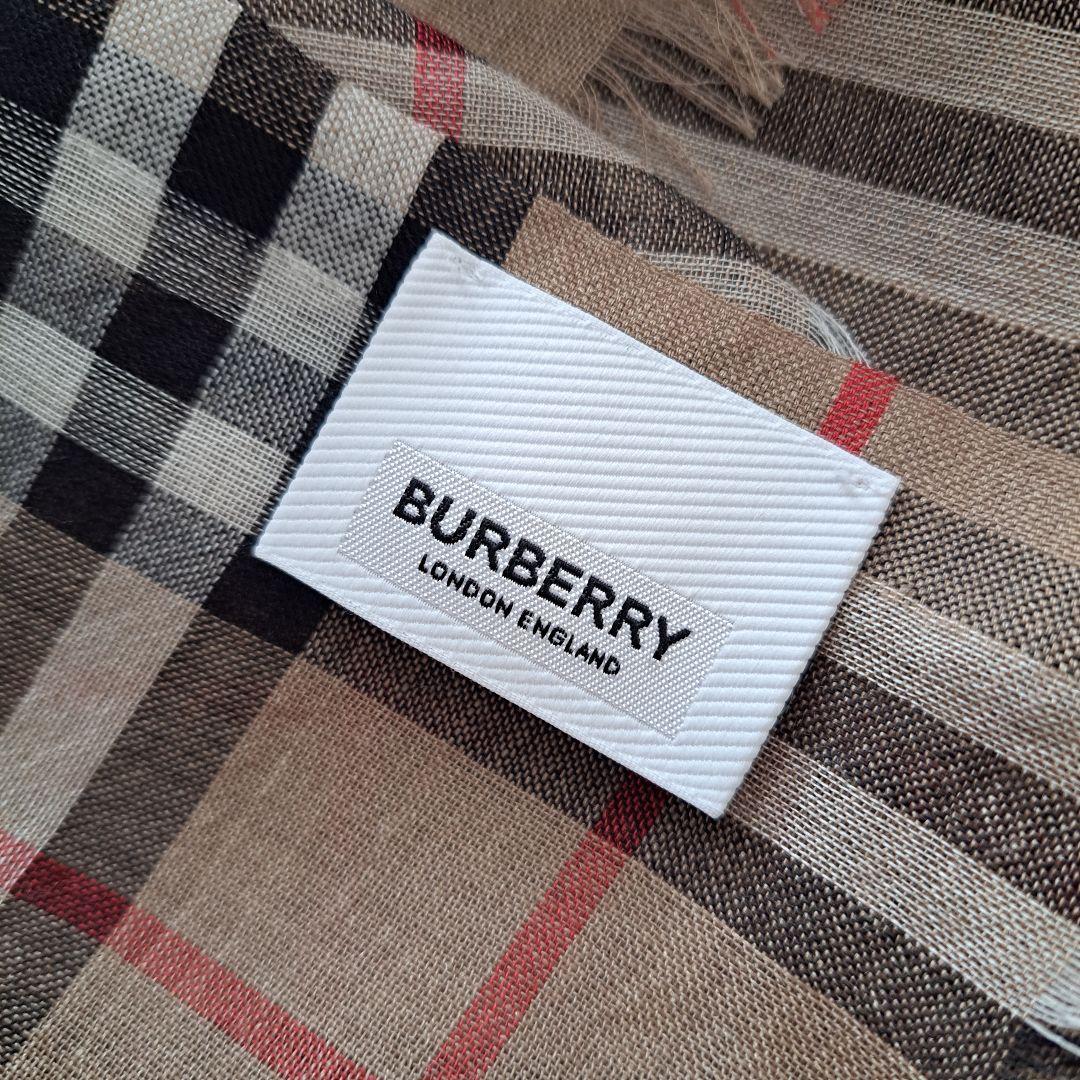 美品 バーバリーロンドン Burberry 大判ストール チェック柄ストライプ
