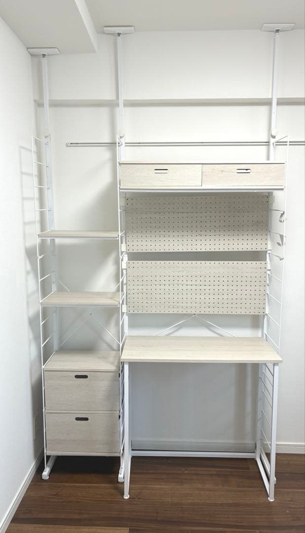 氷翠様 【美品】 ニトリ Nポルダ デスク 収納 突っ張り 壁面 セット