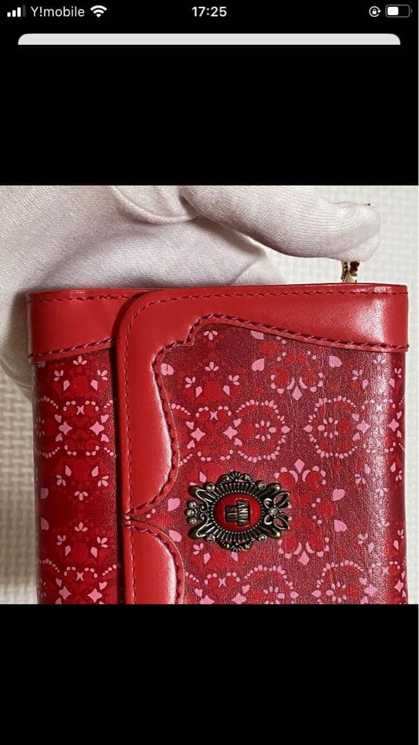 ・未使用　ANNA SUI アナスイ　レザー三つ折り財布　ルビー