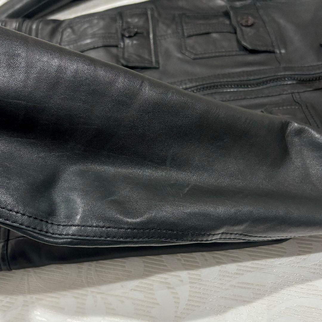 【訳あり】 スタッドオム レザージャケット ライダース 4ポケット ジップアップ