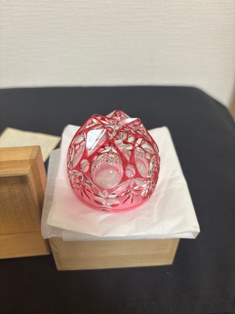 江戸切子　最高級　人気作家　篠崎清一　ぐい呑「三つ玉」未使用