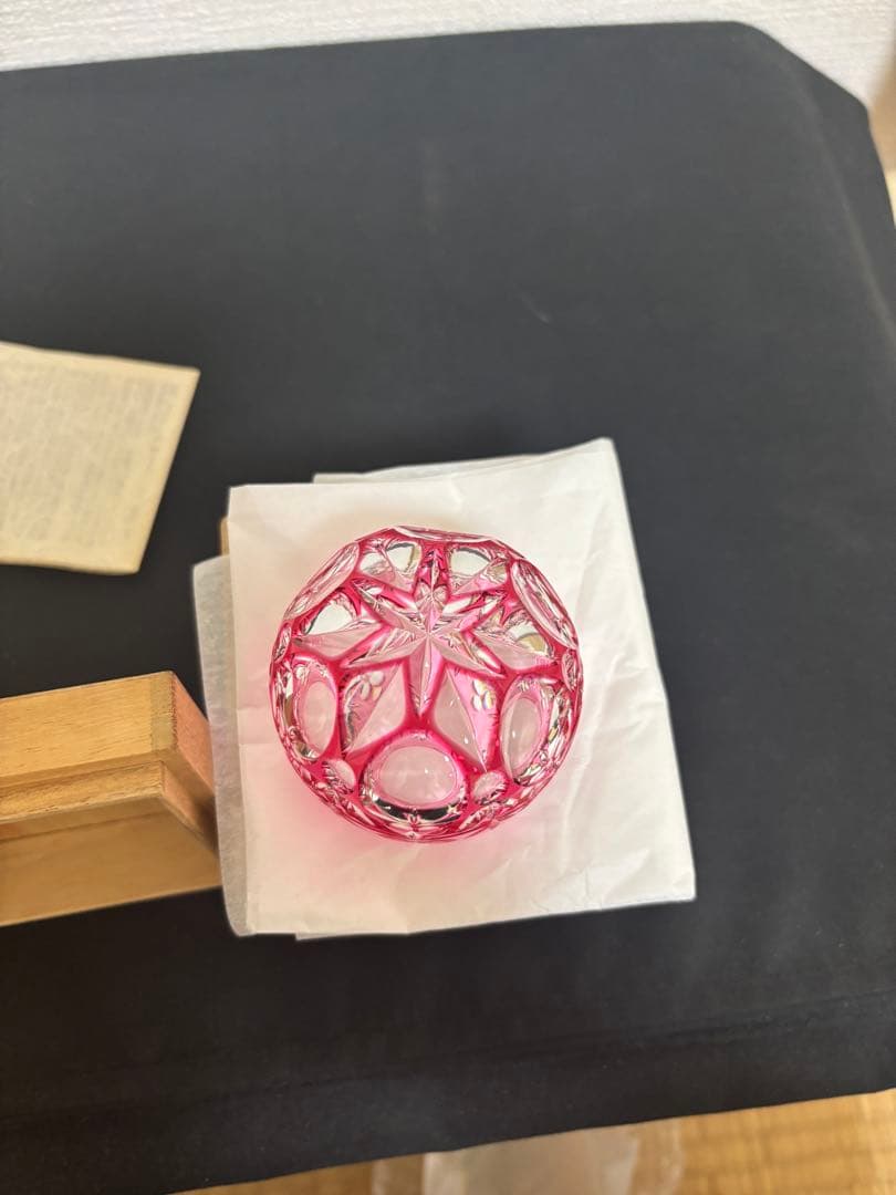 江戸切子　最高級　人気作家　篠崎清一　ぐい呑「三つ玉」未使用