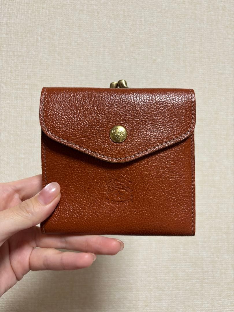 新品未使用/IL BISONTE 二つ折り財布 レンガ 保存袋付き