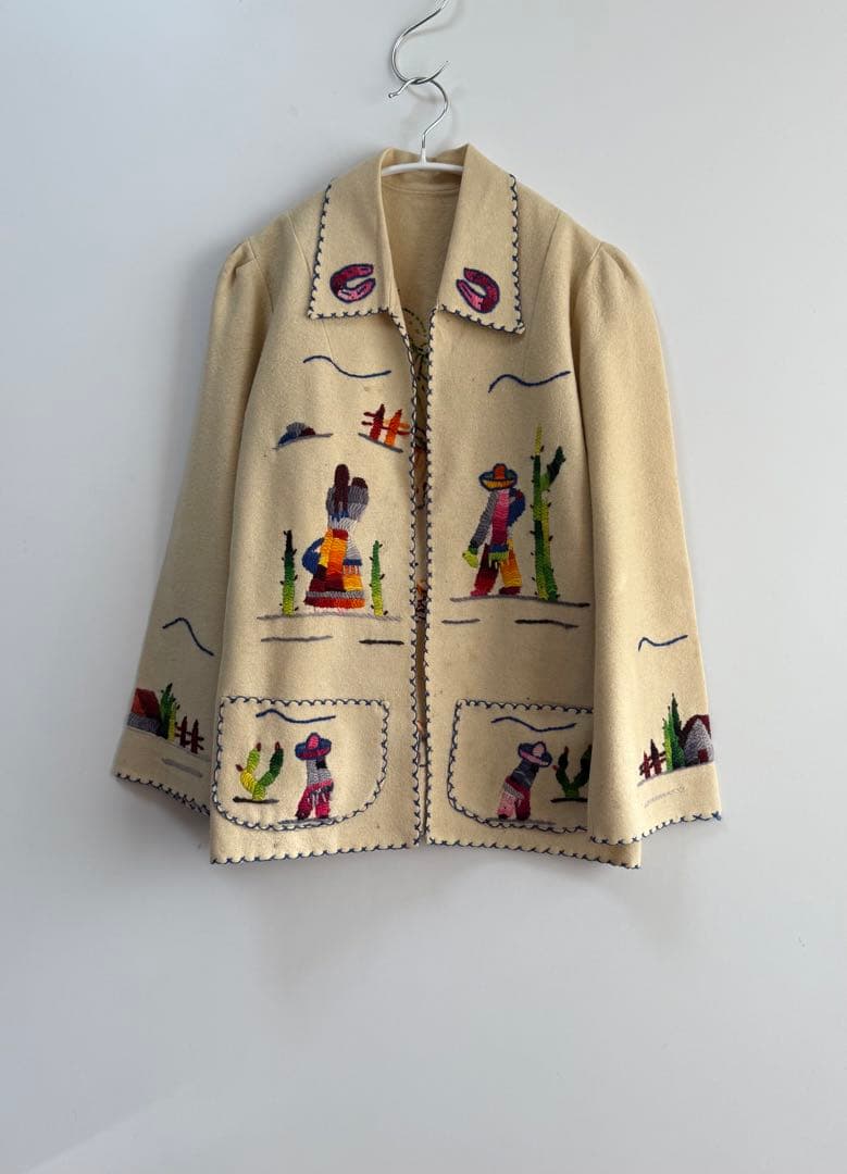 50s 60s 刺繍 メキシカンジャケット クリーム hooked toro