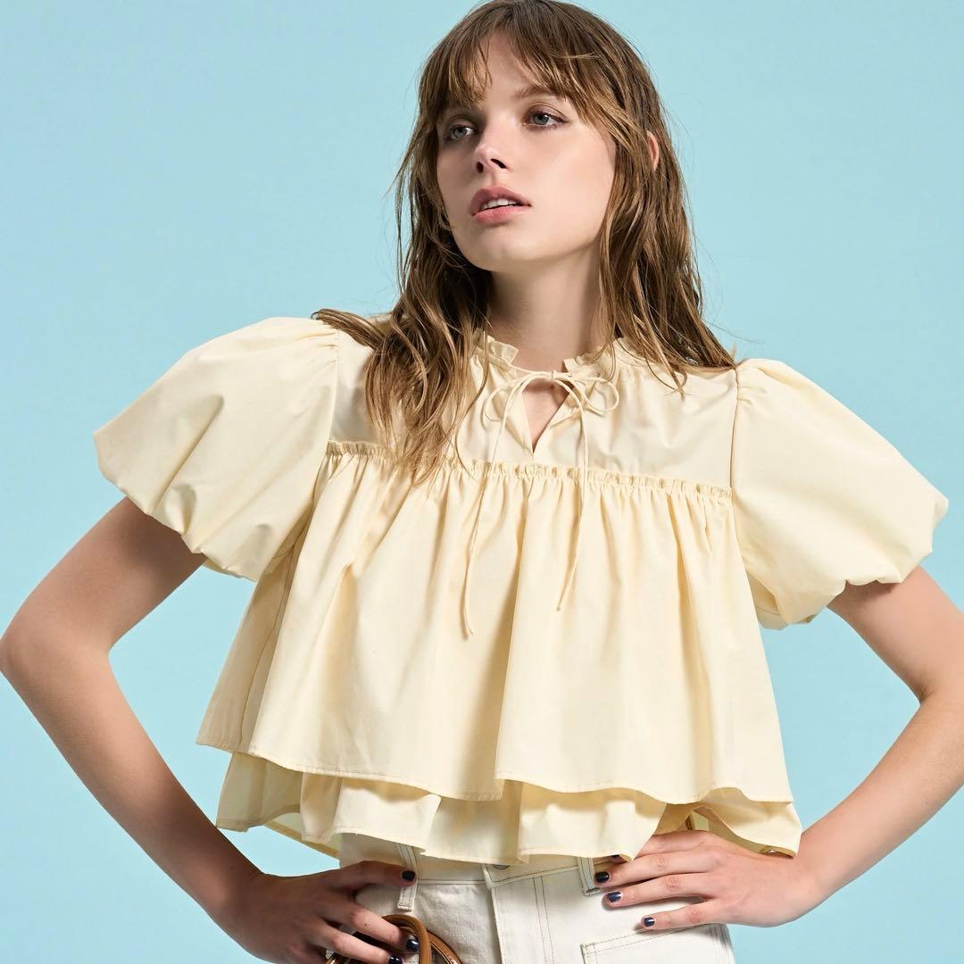 新品未使用　THETOE ポルトパフブラウス　イエローS