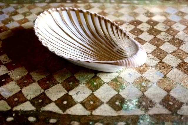 19世紀 金の貝と大きなラヴィエa パリ窯 プレート シェル アンティーク