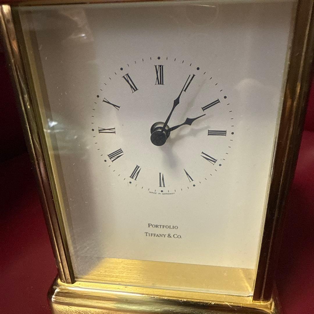 Tiffany & Co. Portfolio真鍮置き時計ドイツ製高12cm動作