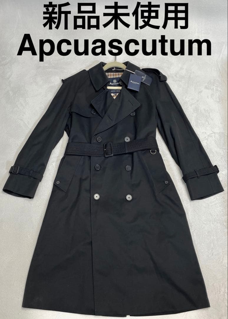 【新品タグ付】アクアスキュータム キングスゲート トレンチ 黒 M 定価20万円