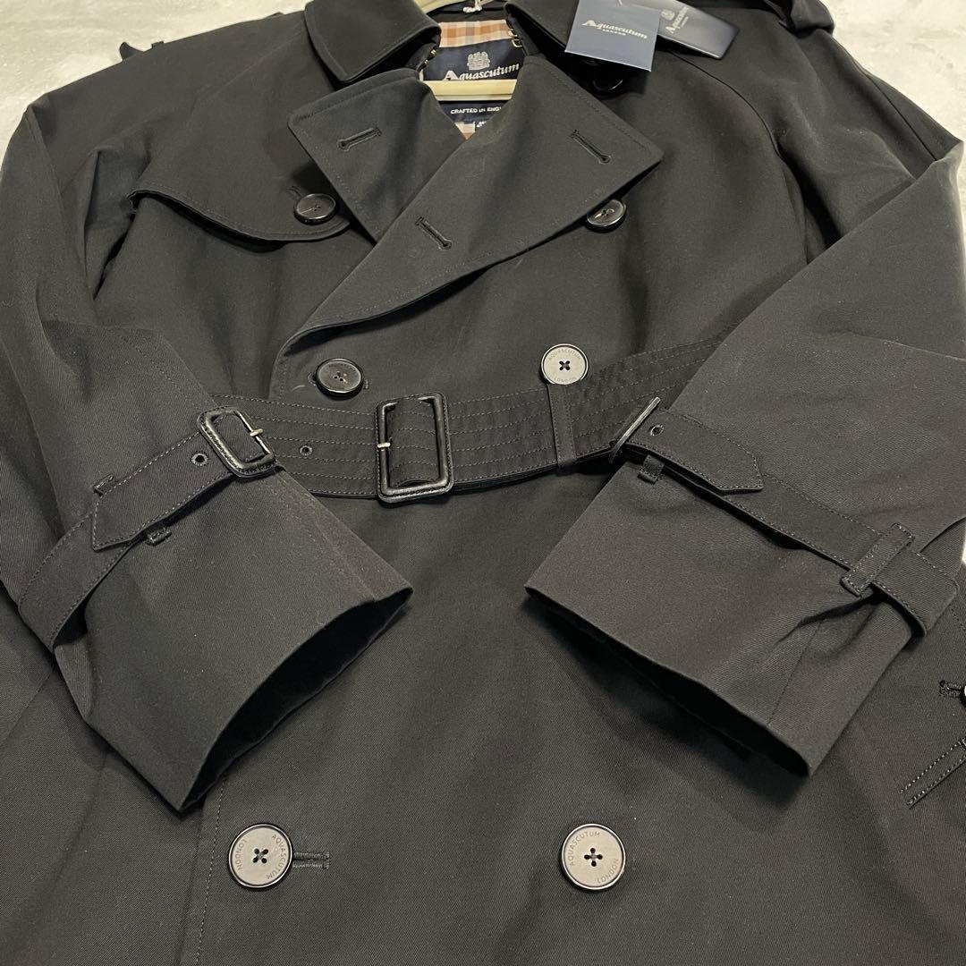 【新品タグ付】アクアスキュータム キングスゲート トレンチ 黒 M 定価20万円