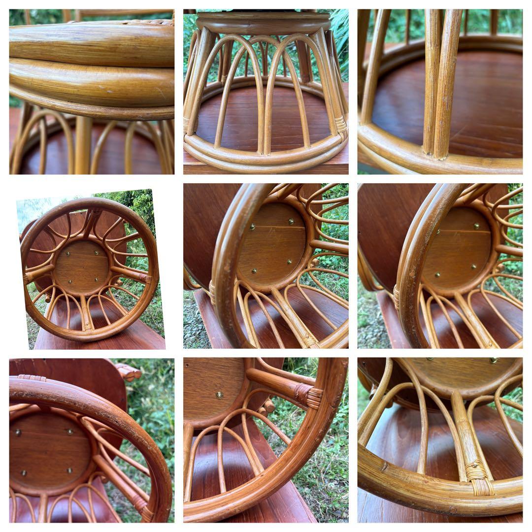 籐製　ラタンアーム回転座椅子　アームチェア　ラタンチェア