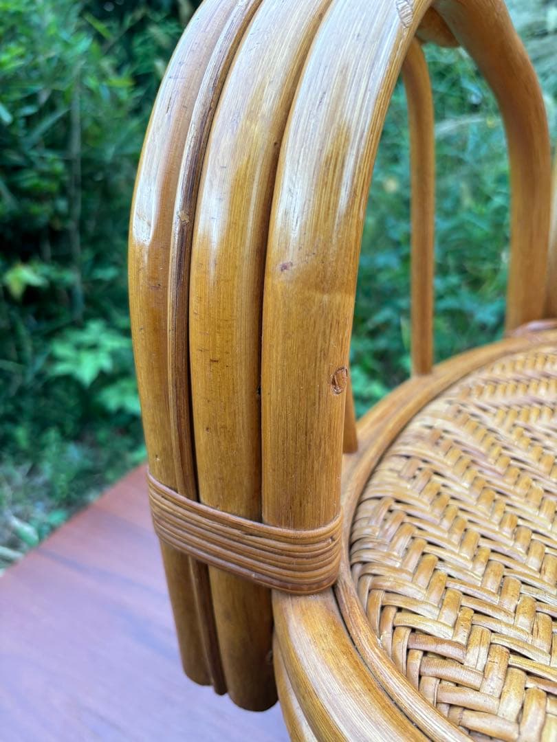 籐製　ラタンアーム回転座椅子　アームチェア　ラタンチェア
