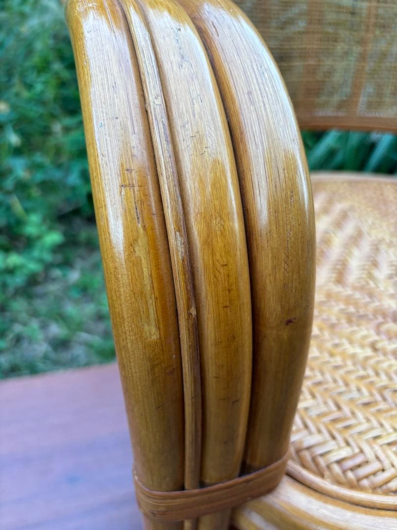 籐製　ラタンアーム回転座椅子　アームチェア　ラタンチェア