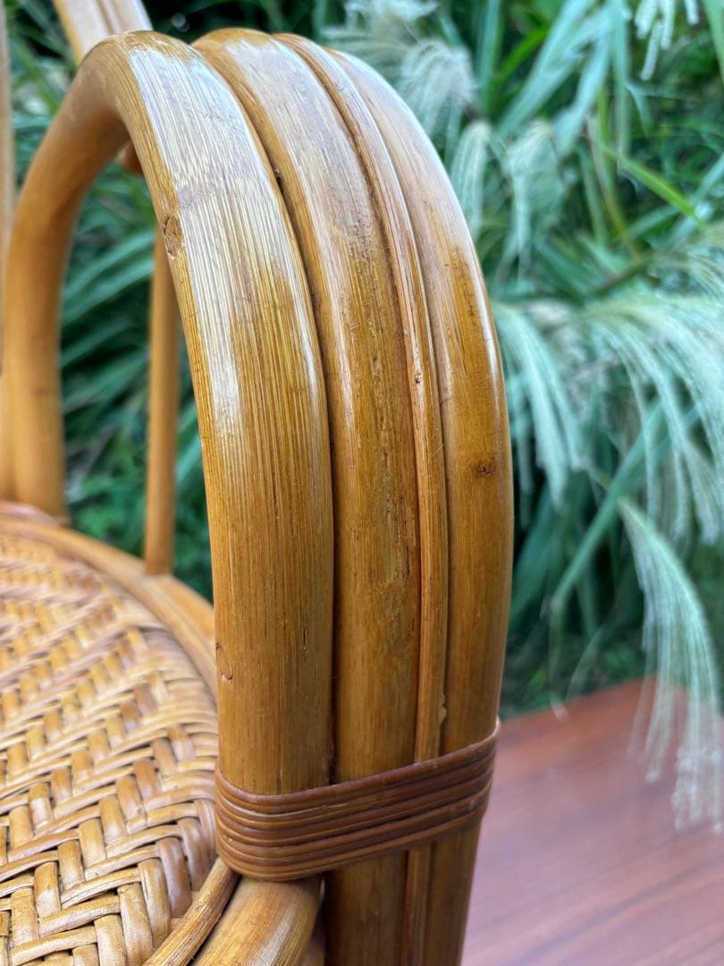 籐製　ラタンアーム回転座椅子　アームチェア　ラタンチェア