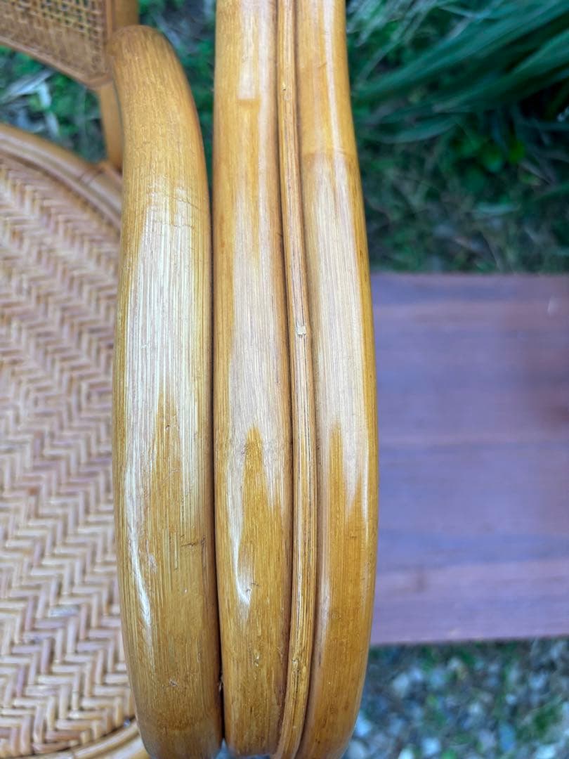籐製　ラタンアーム回転座椅子　アームチェア　ラタンチェア