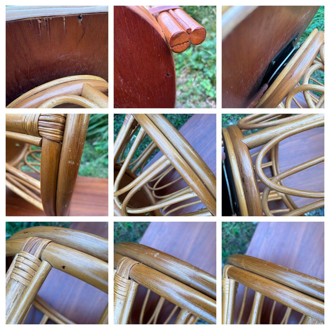 籐製　ラタンアーム回転座椅子　アームチェア　ラタンチェア