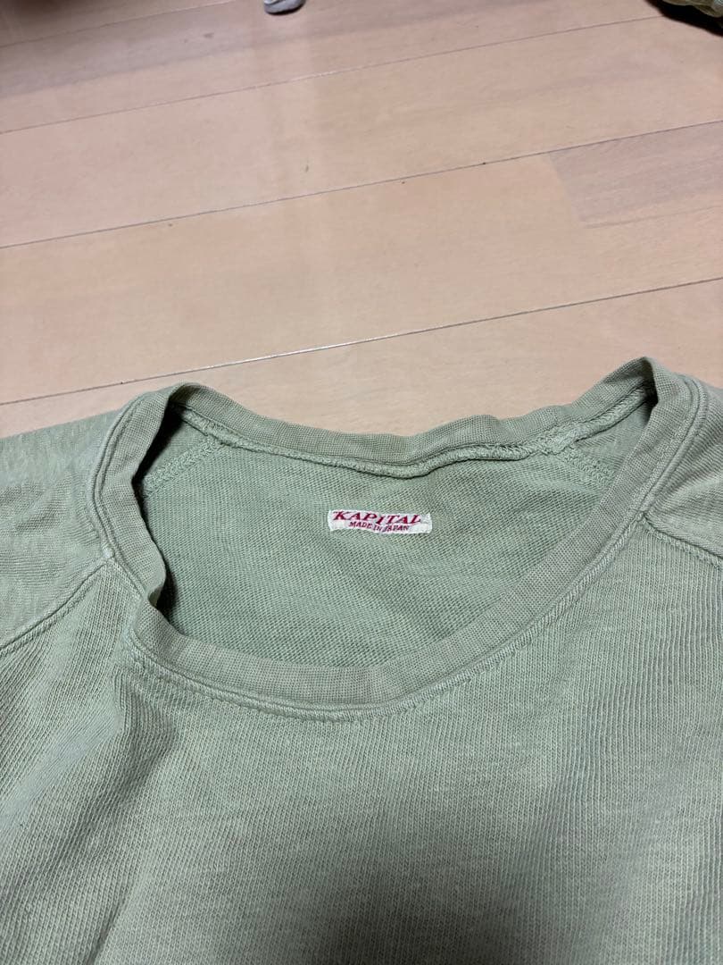 KAPITAL スマイルプリント ラグラン ダブルスリーブ 袖ボタン 日本製