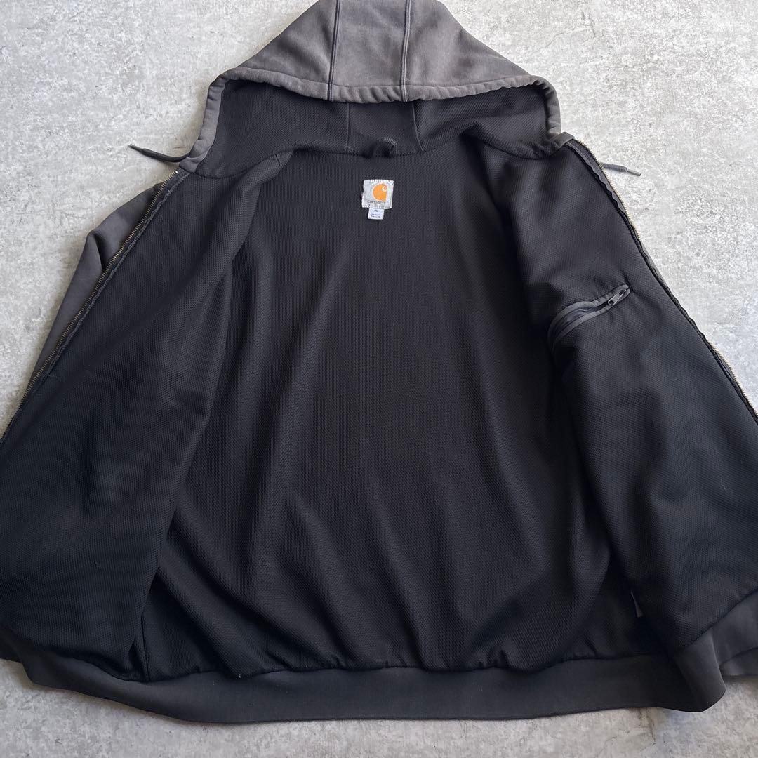 00's■カーハート【XL】アクティブジャケット スウェット フェードブラック