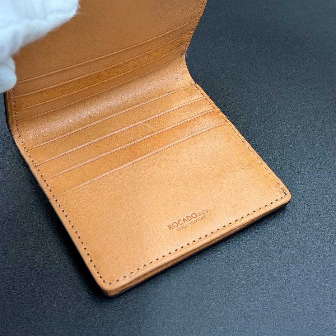 【未使用】ROCADO社 ロカド シェルコードバン 二つ折り財布 ネイビー 濃紺