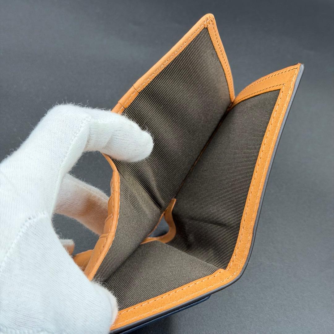 【未使用】ROCADO社 ロカド シェルコードバン 二つ折り財布 ネイビー 濃紺