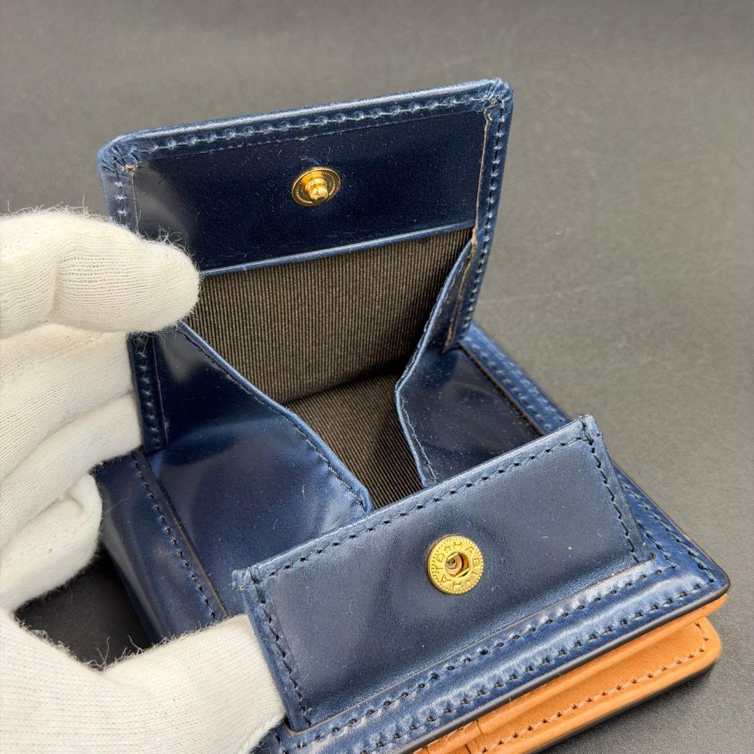 【未使用】ROCADO社 ロカド シェルコードバン 二つ折り財布 ネイビー 濃紺