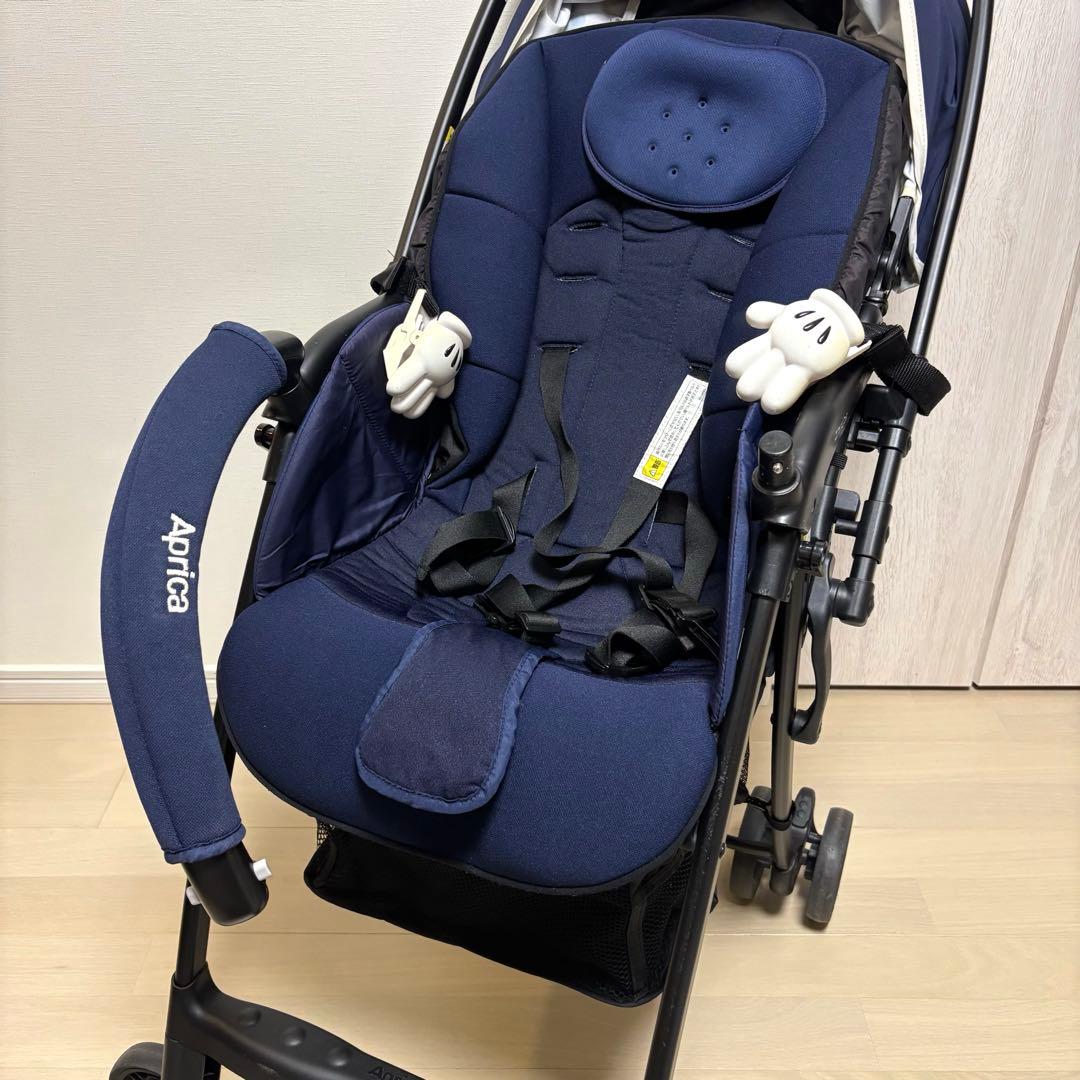 美品★説明書　レインカバー付き　Aprica アップリカ カルーンエアー 紺