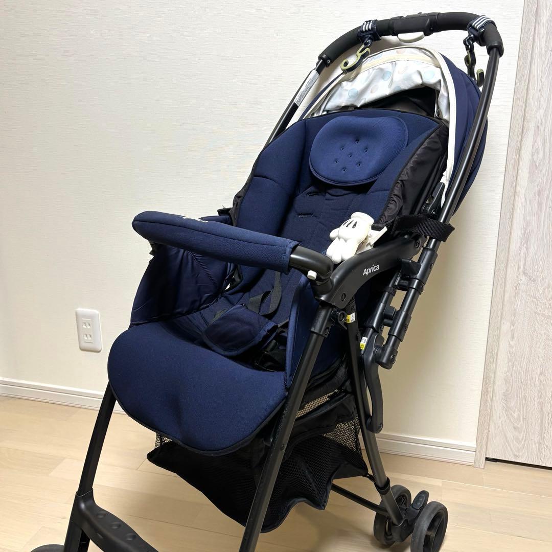 美品★説明書　レインカバー付き　Aprica アップリカ カルーンエアー 紺